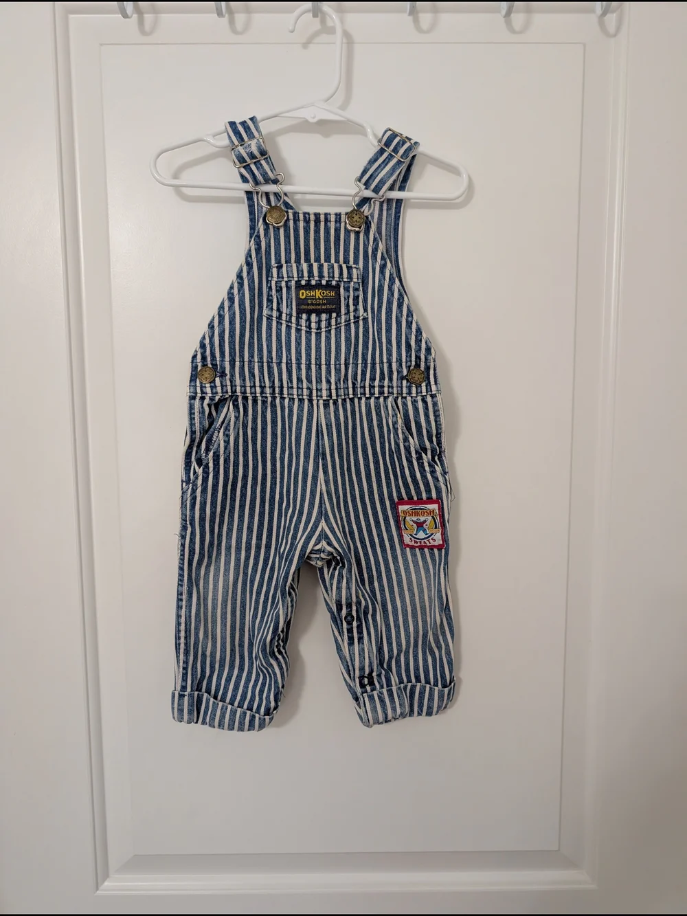 Vintage OshKosh Striped Overalls Made In The USA 100% Cotton Size 12m